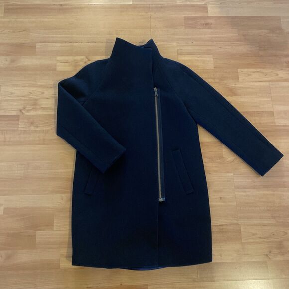 J.‎ CREW Pea Coat Womens Size 0 Wool Black Zip Jacket Classic Preppy - Picture 7 of 12